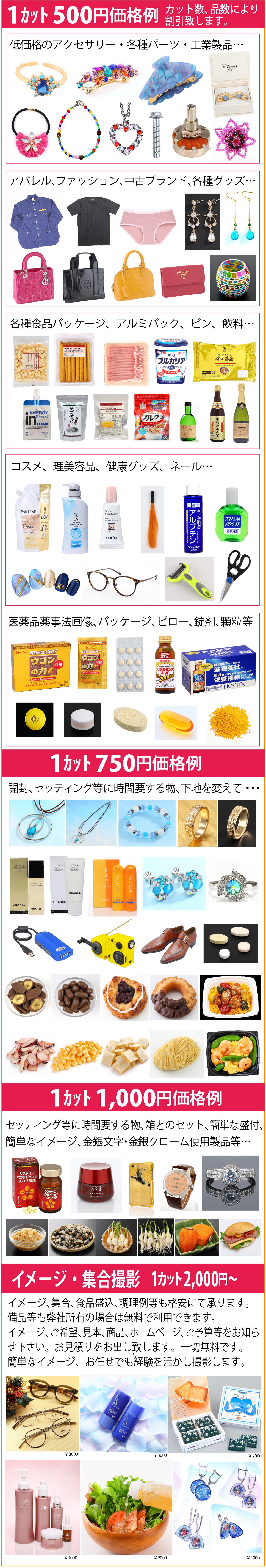 撮影通販価格例